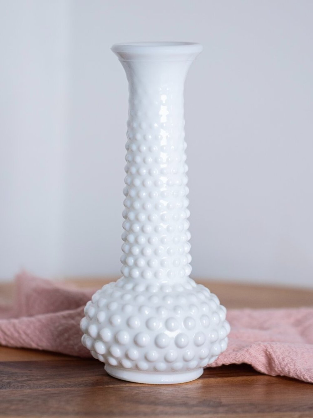 Vintage E.O. Brody Hobnail Milk Glass Vase | Mid Century White Bud Vase | Cottag